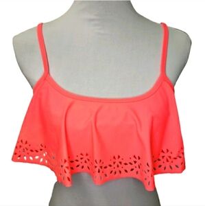 Neon Roxy Bikini TopLaser Cut Stencil Flounce Flutter Day glow Orange